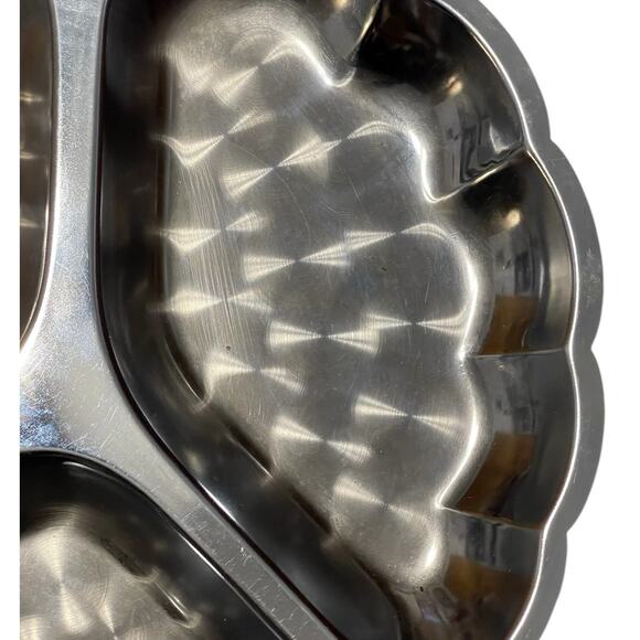 Vintage Justen Chrome Plated Three Section Leaf Tray 13" x 10" - Picture 4 of 6